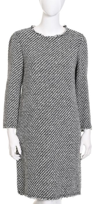 VANILIA prosta melanżowa sukienka z tkaniny boucle rękaw 3/4 r. 38