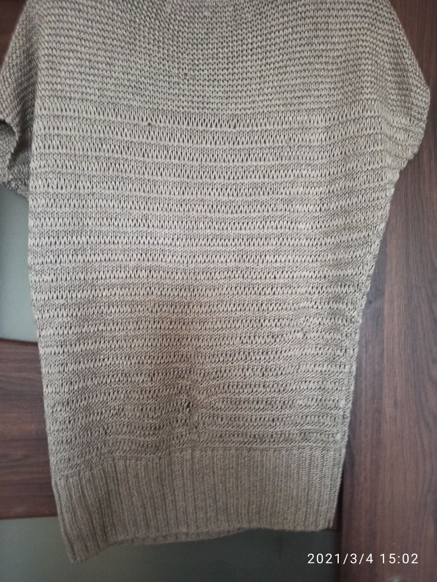 Oversize beżowy sweter bez rękawów Orsay XS