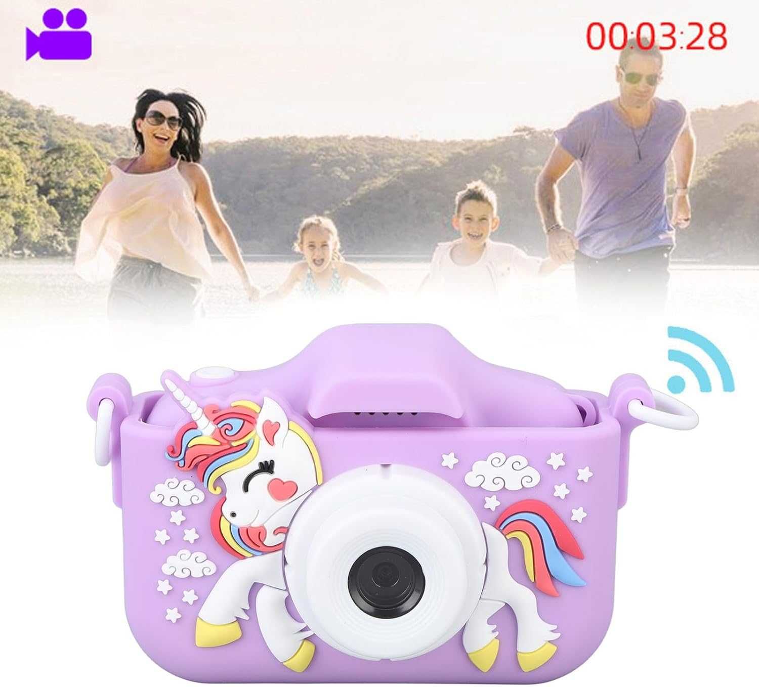 Aparat Cyfrowy dla dzieci podwójny z selfie FULL HD Fioletowy + SD32GB