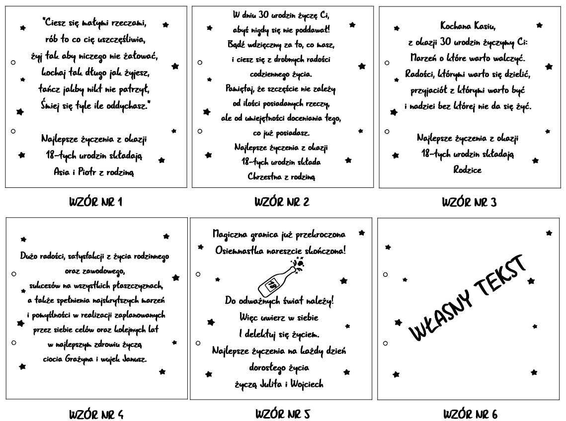 Kartka urodzinowa PREZENT na 18te 20 30 40 urodziny DREWNO ażur grawer