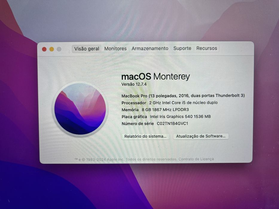 MacBook Pro 2016 (13 polegadas / 256gb)