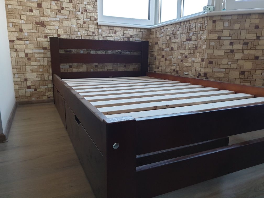 Односпальне ліжко, кровать с дерева 120/200, дерев'яне полуторне ліжко