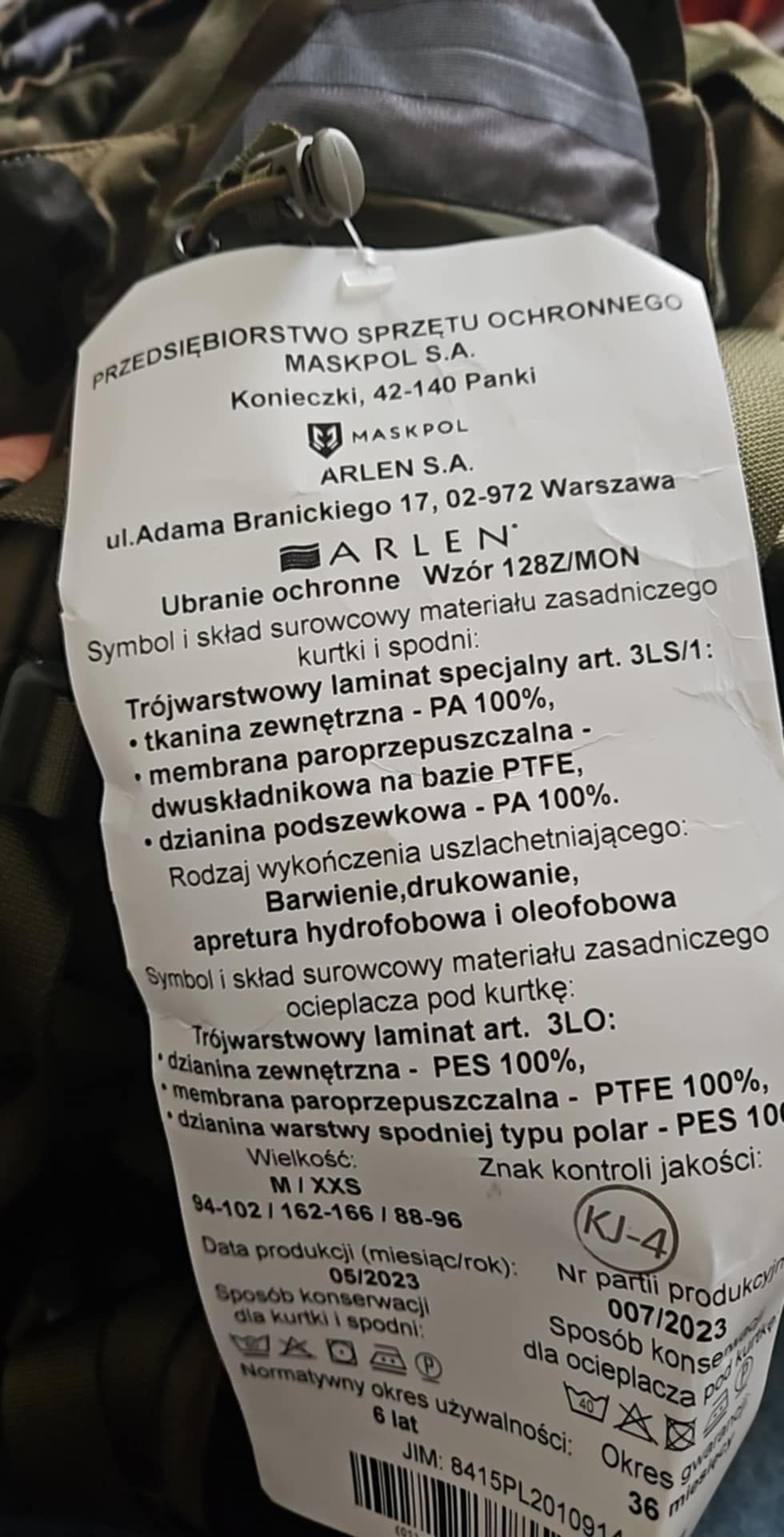 Ubranie ochronne Mon goretex kurtka wojskowa piolar