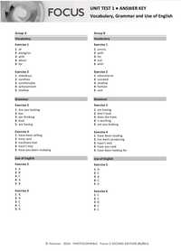 Focus 3 second edition 2e, test answer key/ответы unit test, відповіді