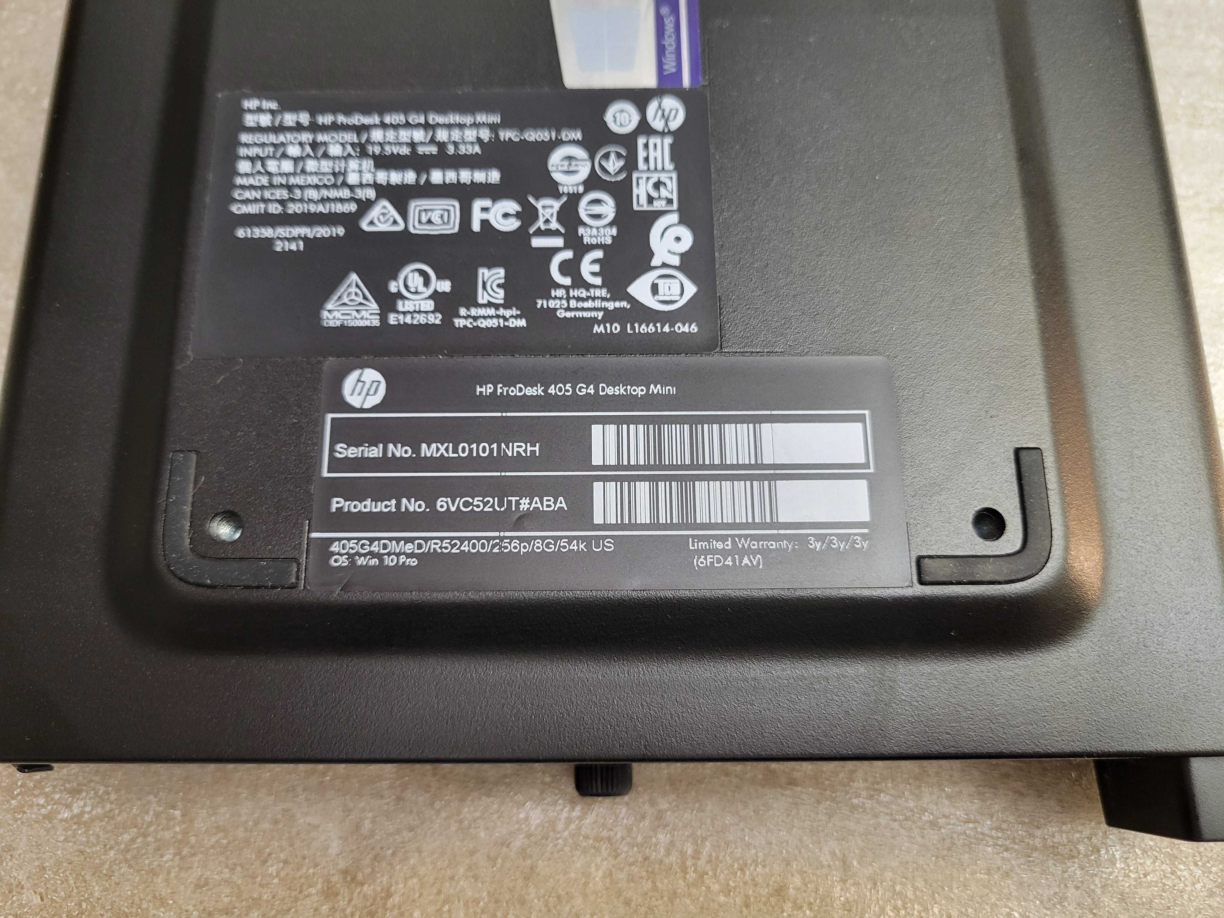 HP ProDesk 405 G4 AMD Ryzen 5 PRO 2400GE 8/128GB m.2 SSD NVMe WiFi