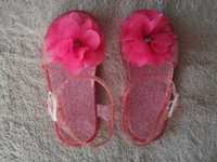 Różowe błyszczące brokatowe buty sandały w kwiatki serca 24