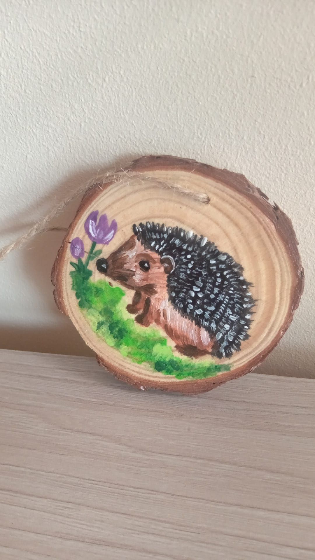 Obrazek malowany na drewnie - jeż