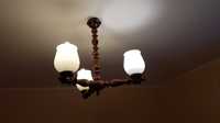 Piękna drewniana lampa sufitowa klosze Wolsztyn