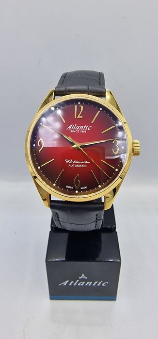 Atlantic Worldmaster Art Deco Automatic - szafir, skóra - Gold + Red