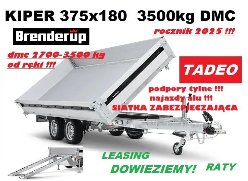 Brenderup KIPER 3-stronny TT5375ATB3500  trójstronny kiper 375x180x35 wyposażenie standard najazdy alu