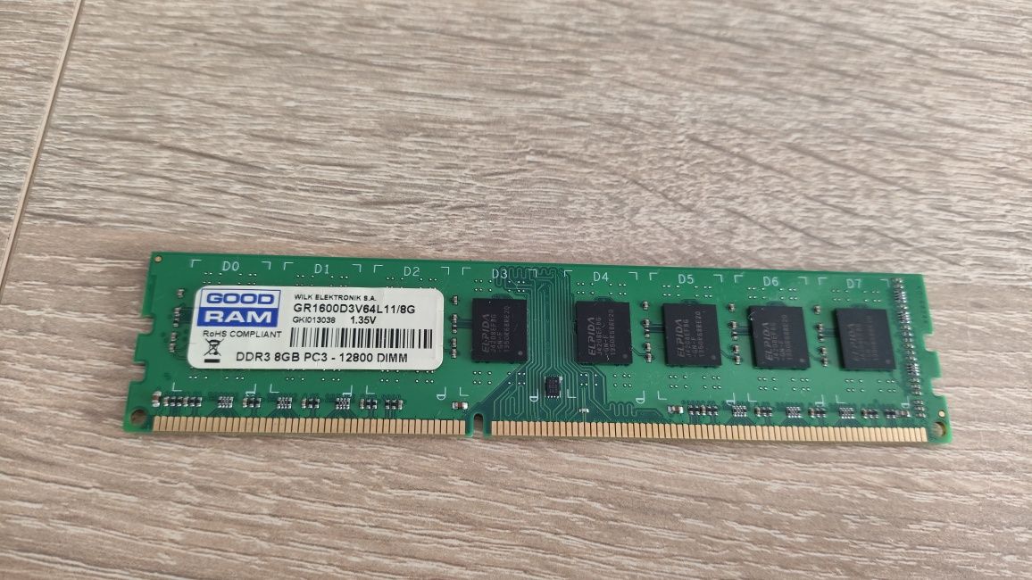 Pamięć DDR3 Goodram. 8GB PC3-12800 DIMM. POLECAM
