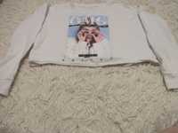 Bluza dla dziewczynki, biała z nadrukiem rozmiar 146-152