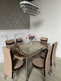 Стол кухонный обеденный раскладной Обідній скляний стіл та стільці