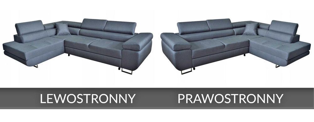 Rozkładany narożnik MALMO L duża kanapa sofa REGULOWANE ZAGŁÓWKI łóżko