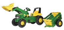 Traktor John Deere z napędem na pedały z ładowaczem i przyczepą Promoc