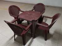 Mesa jardim e 4 cadeiras Bordeaux Grossfilex
