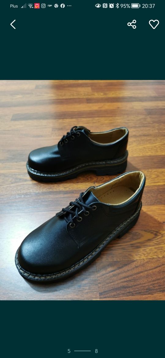 Buty Męskie Extra Mocne Gruby Spód Skórzane