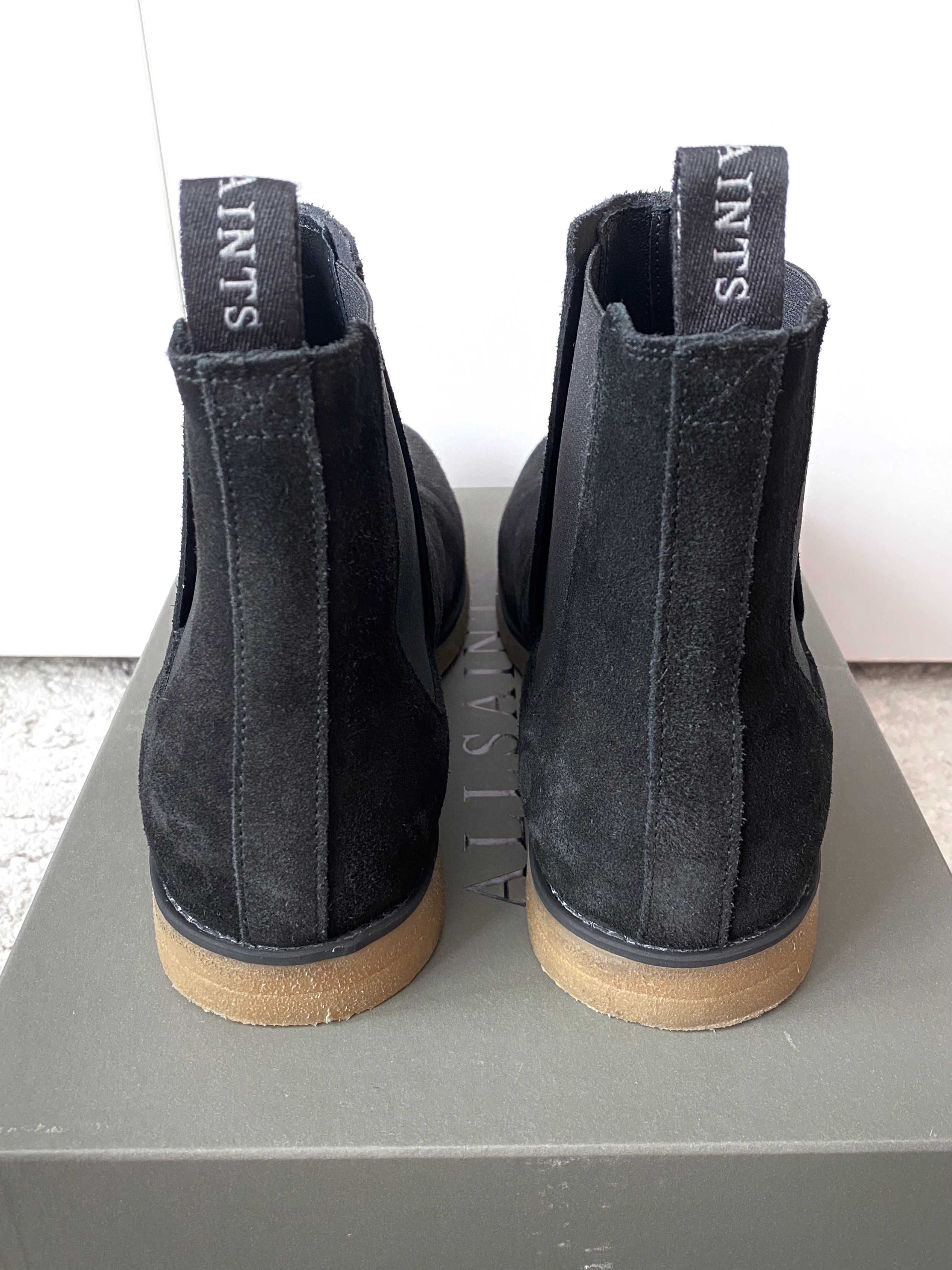 AllSaints RHETT 42 nowe chelsea boots sztyblety zamszowe czarne buty