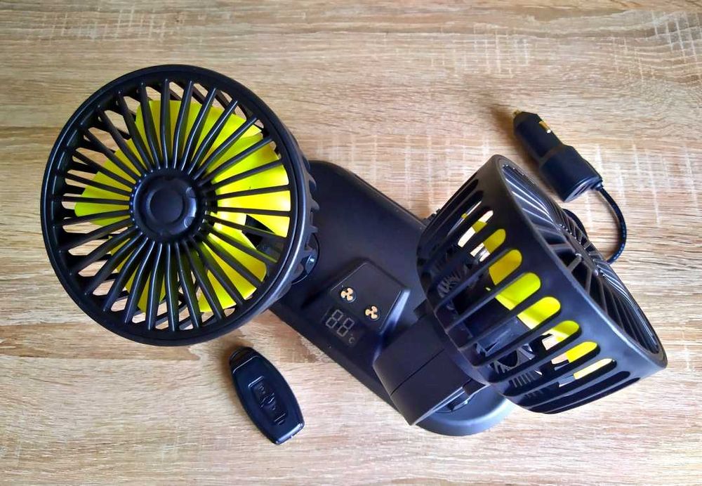 Вентилятор в салон авто двойной с пультом на 12v 24v от прикуривателя