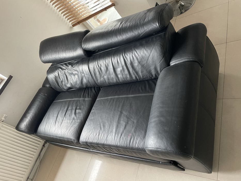 Sofa ze Skory naturalna czarna Ladna