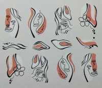 hx16 naklejki wodne na paznokcie line art