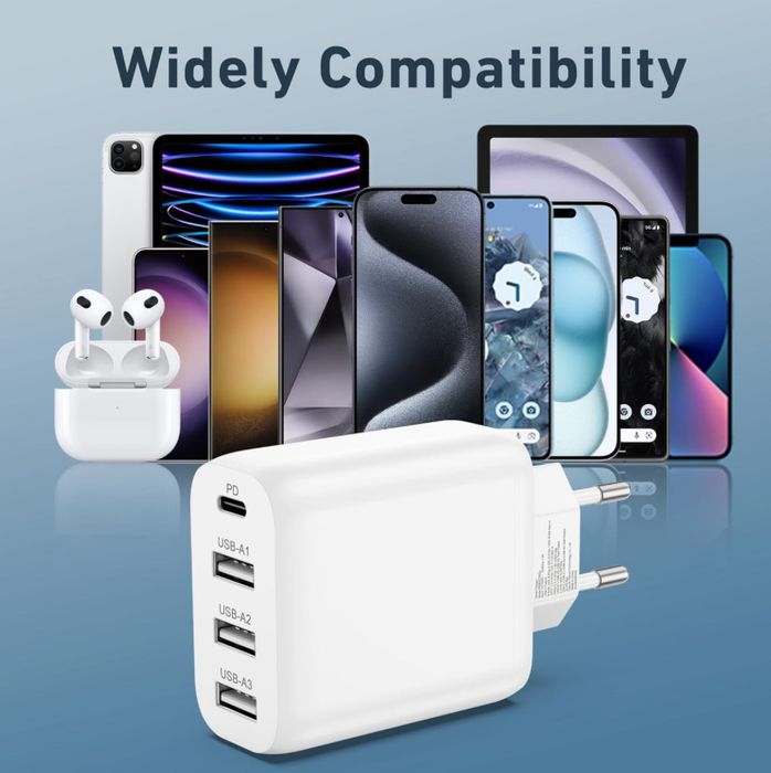 Wtyczka USB CREAPICO, ładowarka 35 W, 4-portowa, 1 szt., biała