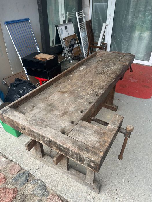 Stary stół stolarski dębowy