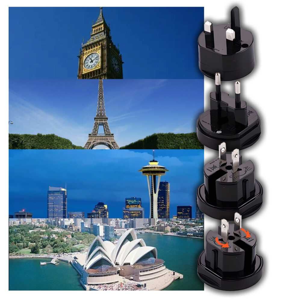 Adapter przejściówka uniwersalna 3 końcówki świata, UK, UE, USA