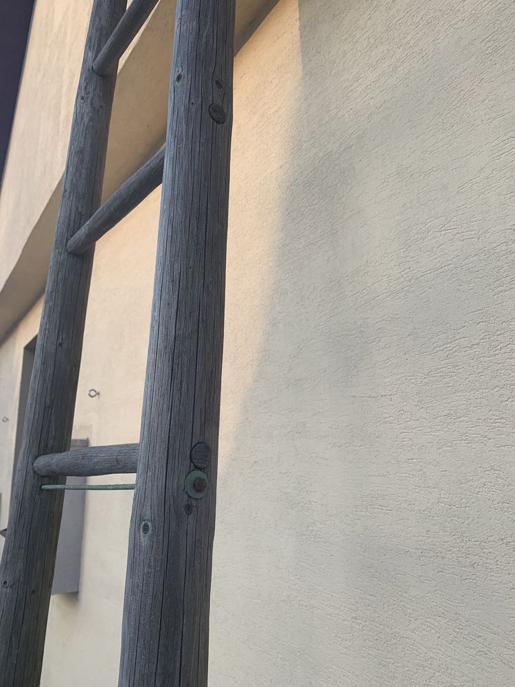 Drabina drewniana 450cm metalowe wzmocnienia