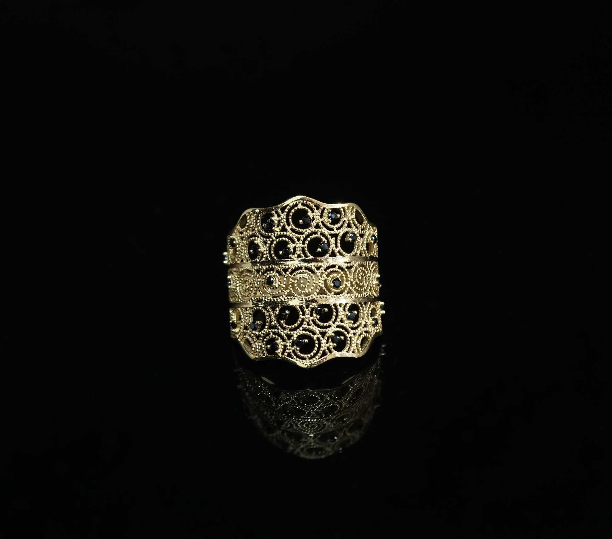 Złoto 585 - złoty pierścionek ażurowy, rozm 20