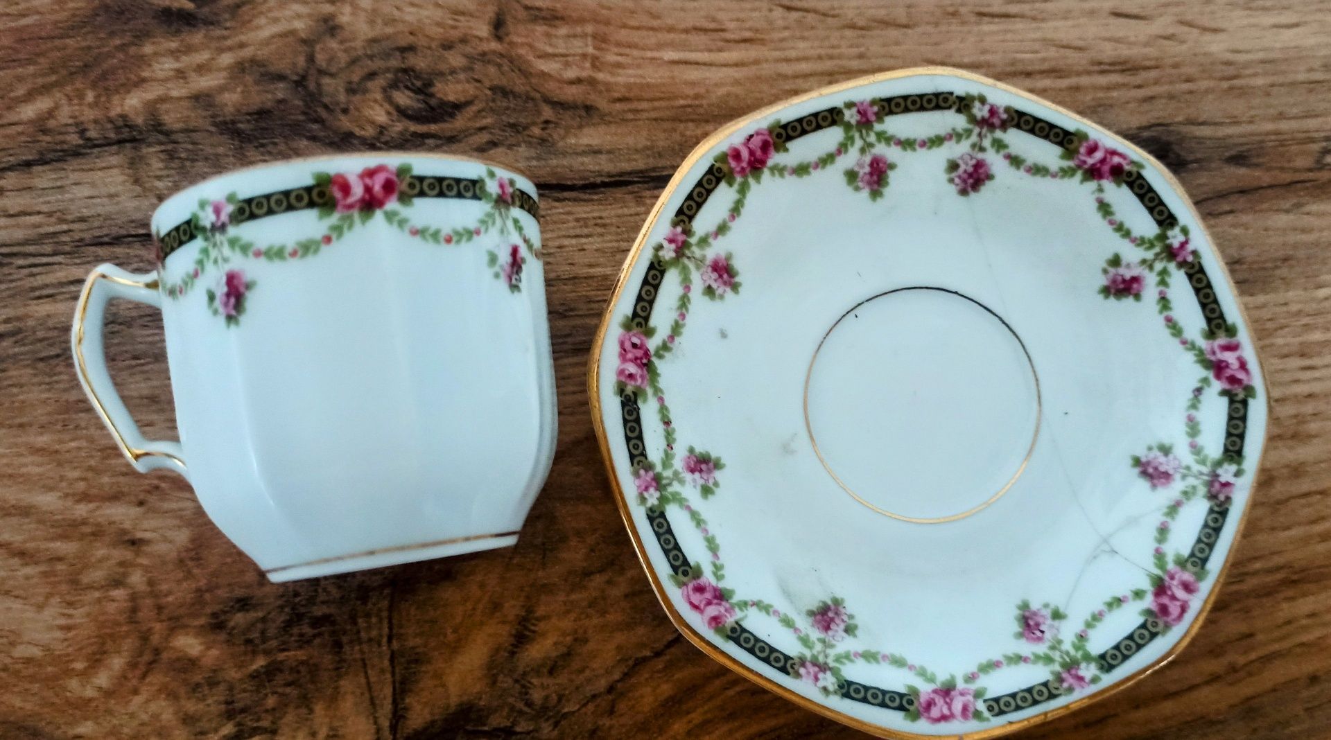 Stara Porcelanowa filiżanka z talerzykiem Jean Haviland Alexandrie
