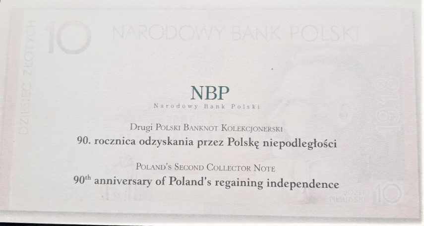 Banknot 10 zł 2008r. 90 Rocznica Odzyskania PIŁSUDSKI