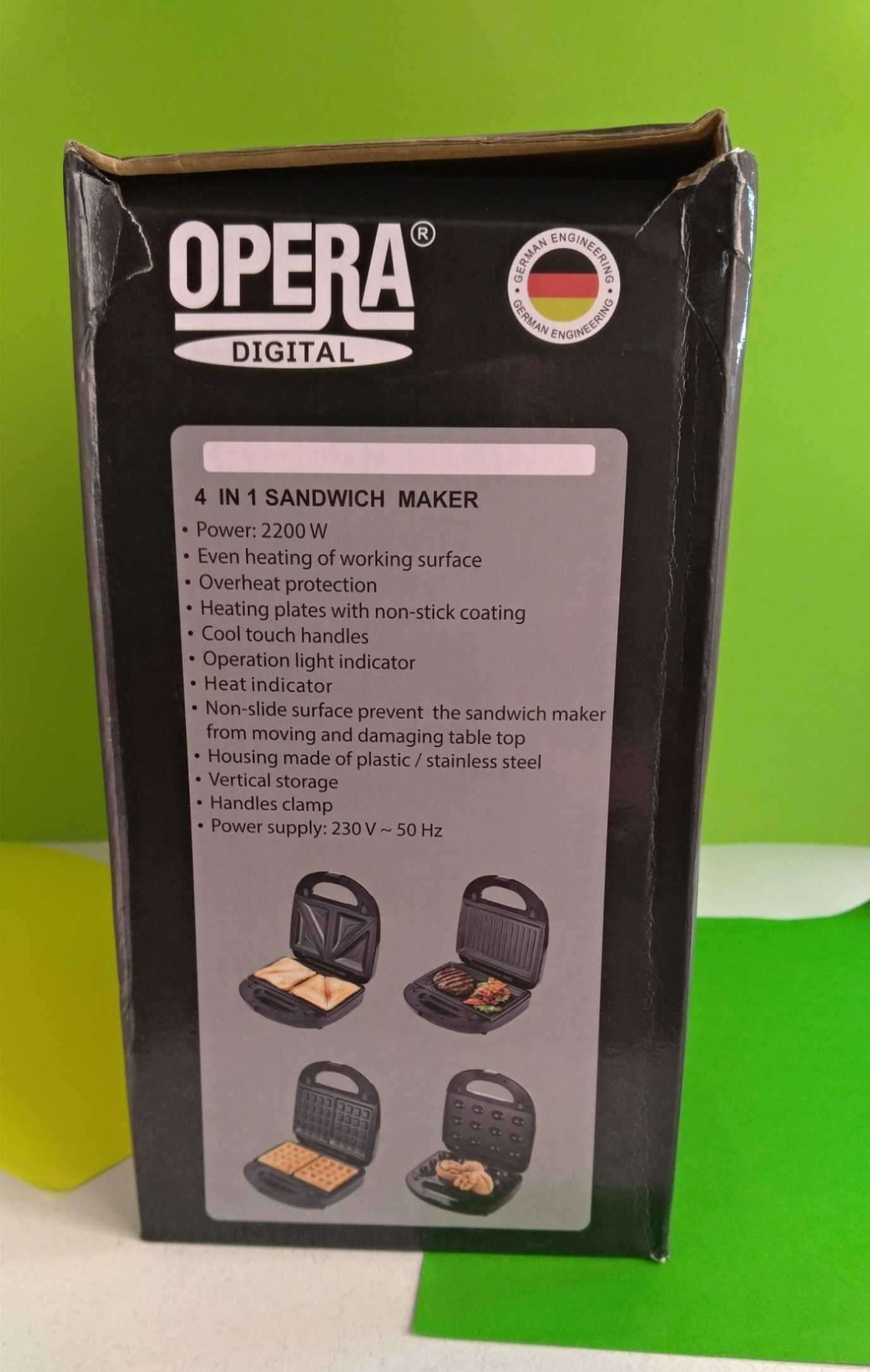 Сендвічниця вафельниця гриль горішниця Opera OP-908 4в1 2200W