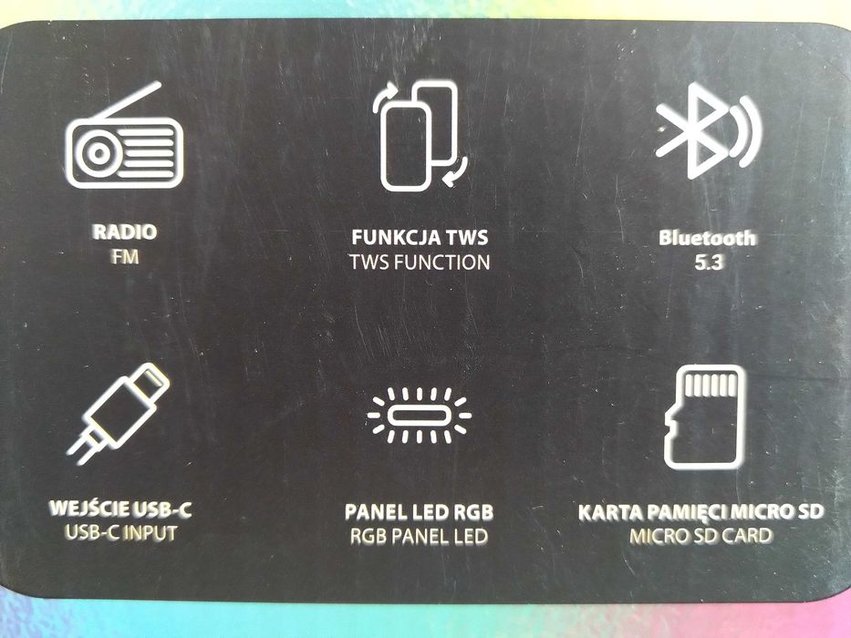 NOWY Głośnik Bezprzewodowy 5W BT 5.3 RGB Radio FM usb micro-sd FOREVER