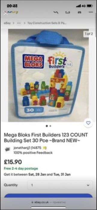 Конструктор Кубики Лего Дупло Mega Bloks FirstBuilders Ранній розвиток