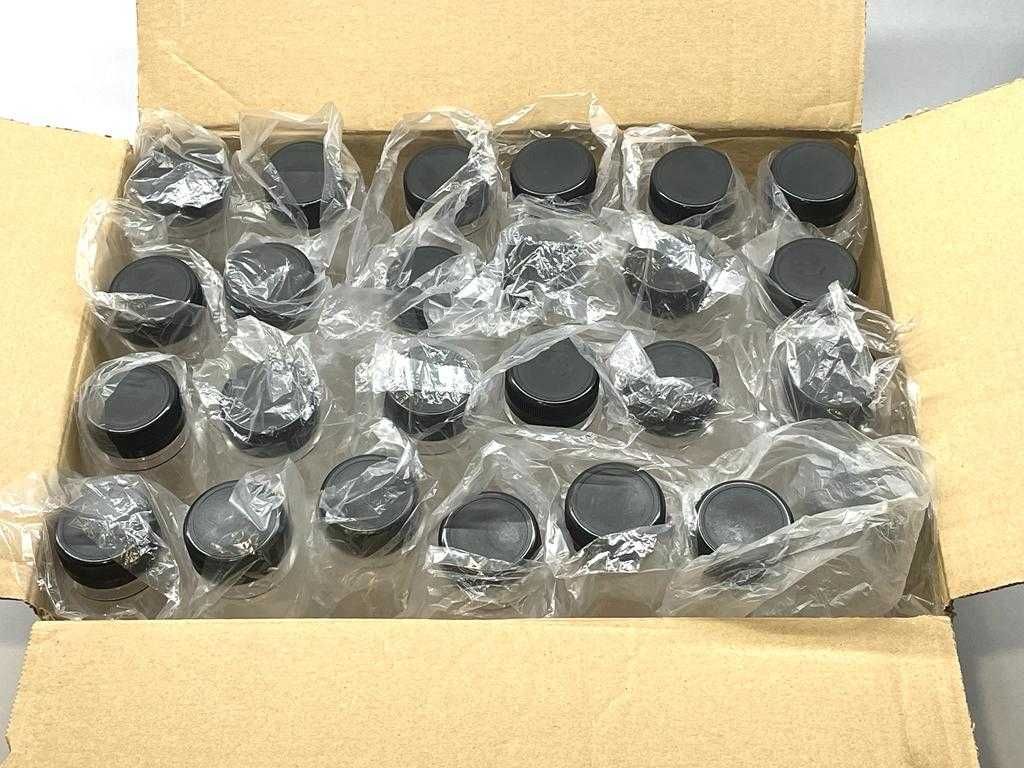 25 przezroczystych plastikowych butelek z czarną nakrętką 250 ml