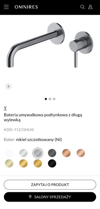 Bateria podtynkowa Omnires Y z długą wylewką nikiel szczotkowany