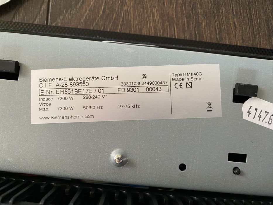 Płyta insukcyjna Siemens  EH651BE17E na części