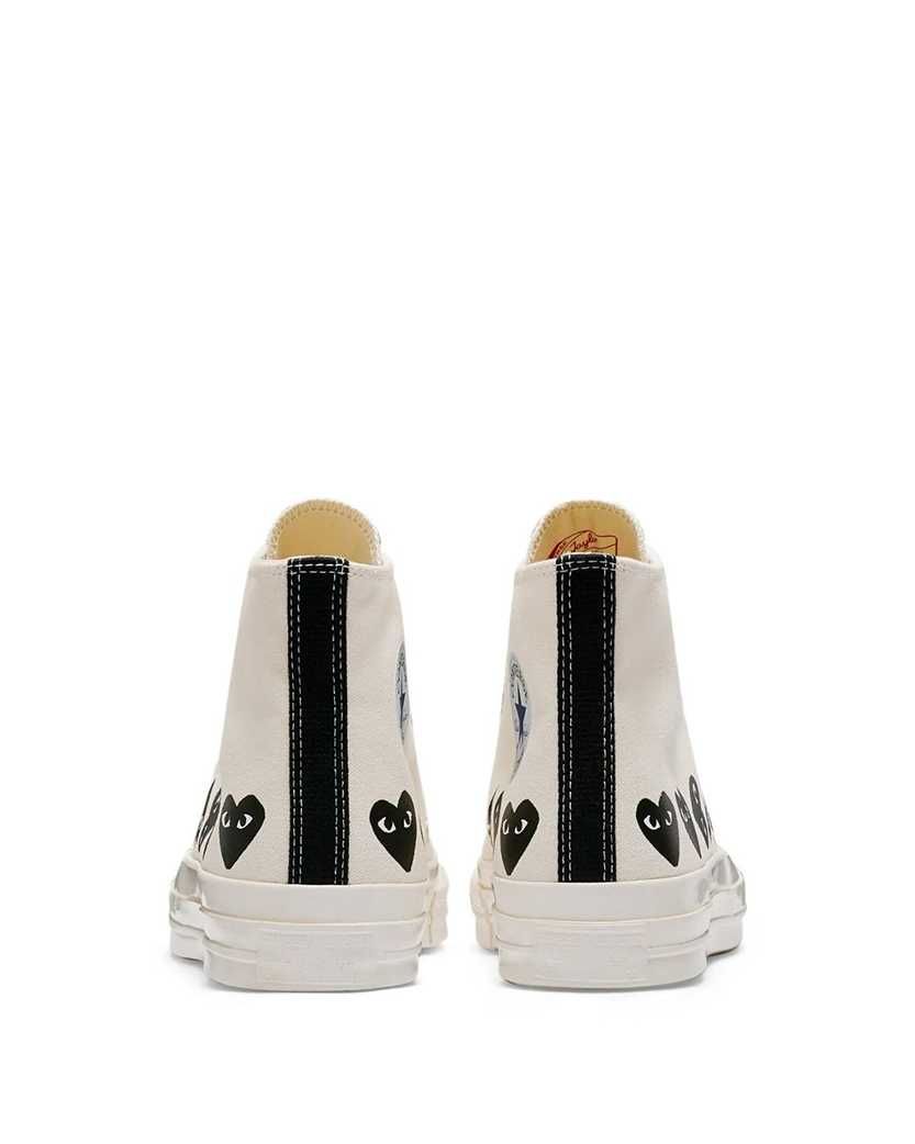Кеди Converse x Comme Des Garcons Play Black Multi Hearts High Top Whi