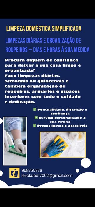 Limpeza do Doméstica d/h Organização de Interiores, Manut, e crianças