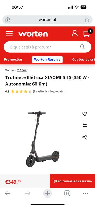 Trotinete xiaomi 5 ES como nova