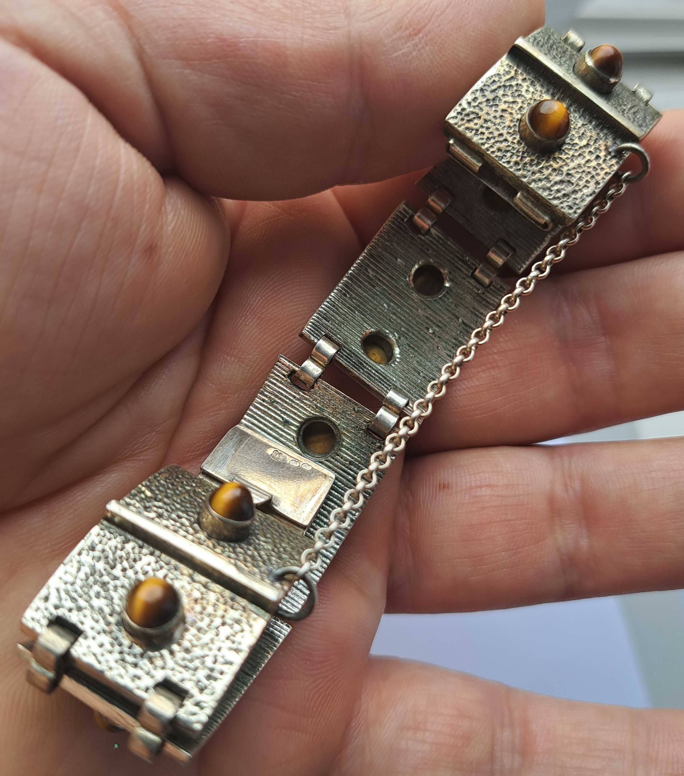 Bransoletka srebro biżuteria szwecja antyki starocie bytom bursztyn sk