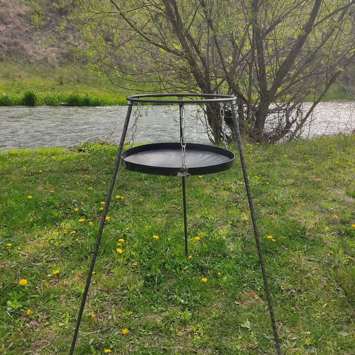 Сковорода диск 50 см з кришкою і підставкою для дров на високих ніжках