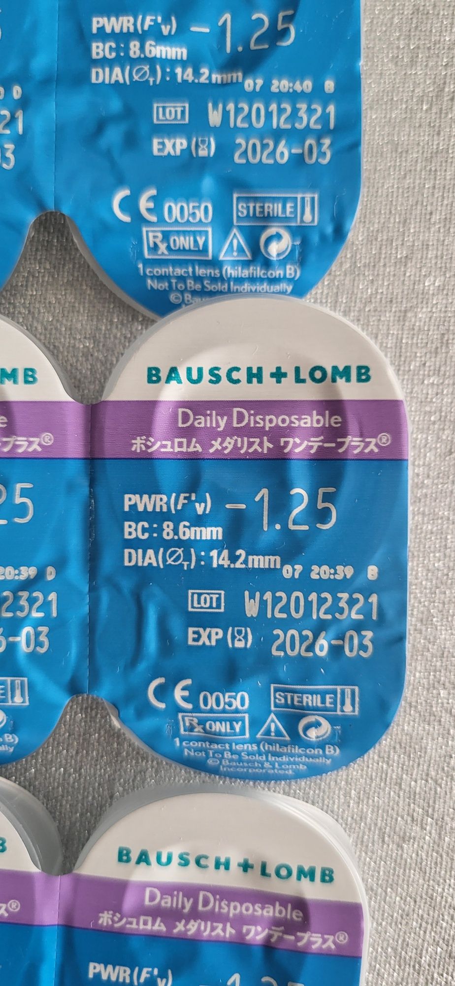 Soczewki jednodniowe Bausch&Lomb -1,25 24 sztuki