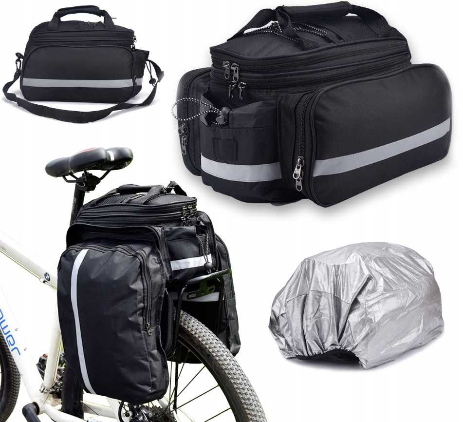 Zestaw: bagażnik rowerowy + torba i sakwy – aluminiowy
