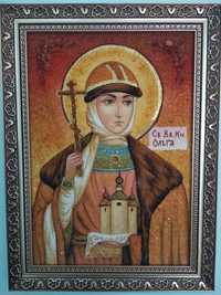 Ікона св. Ольги з янтаря