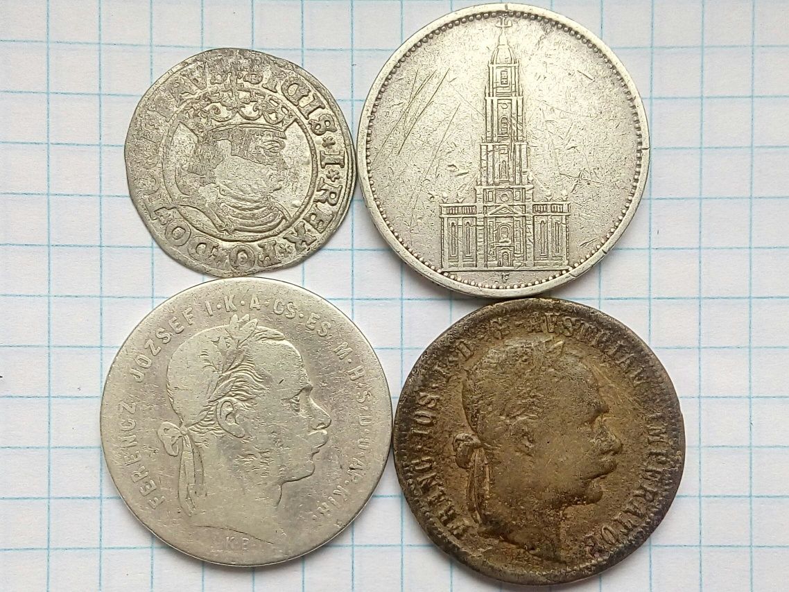Грош 1531-34 рр. Сигізмунда І, 6 крейцерів 1715 р., 6 грош 1681 р.