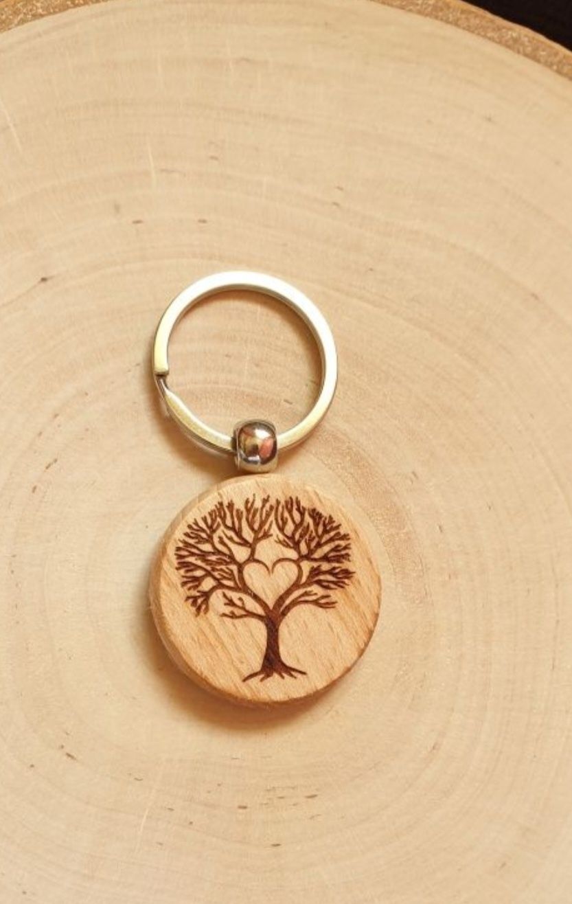Personalizowany Brelok Miłość drzewo Para Serce Grawer Prezent