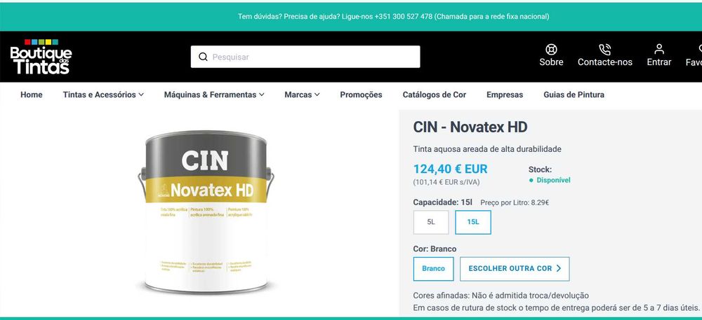 Balde de 15 litros de tinta branca para fachadas