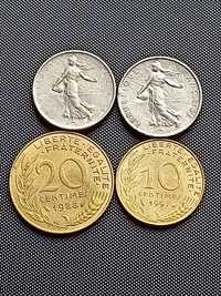 Francja 1/2 franka 1965, 1997, 10 i 20 Centimes